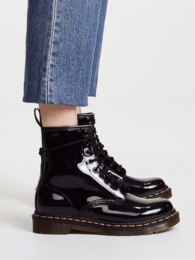 Dr. Martens | Black Patent Leather 1460 Lace-Up Combat Boots